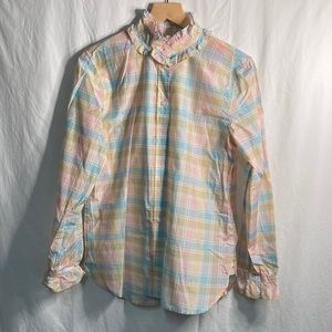J Crew Classic cotton and silk western prairie blouse pastel S shirt